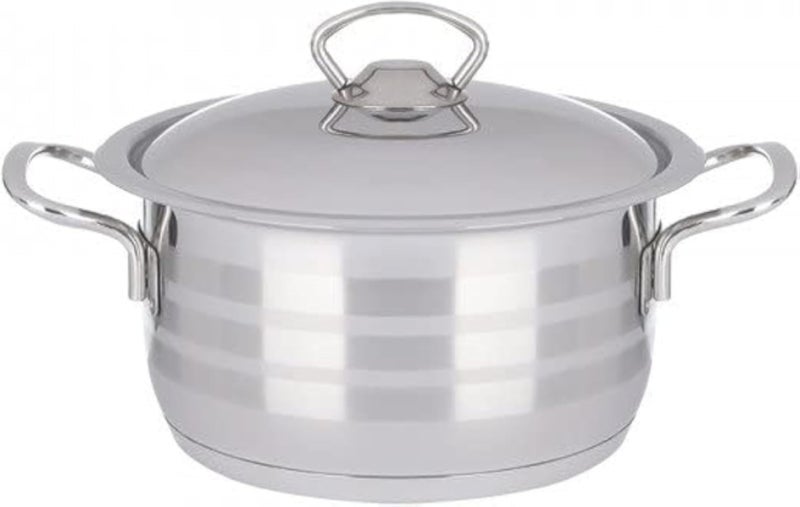 Aboud Stainless | Original Striped 18/10 Satinless Steel Aboud Stainless | |g Pot 16 cm With Stainless Handle - Silver